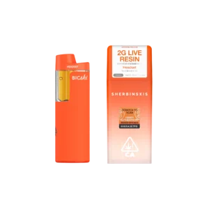 Sherbinskis Vape UK — 1G live resin THC cartridge, 510-thread, ceramic coil, Gelato and Sunset Sherbet genetics